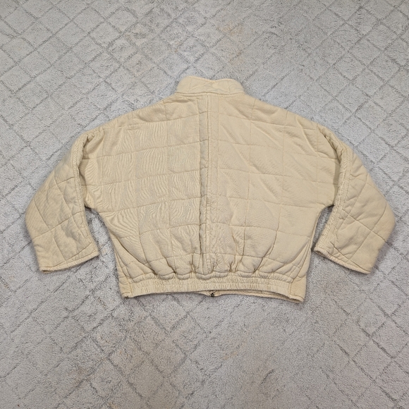 Free People Jacket Womens S Beige Vanilla Creme Dolman Quilted Knit Oversized - Picture 9 of 11